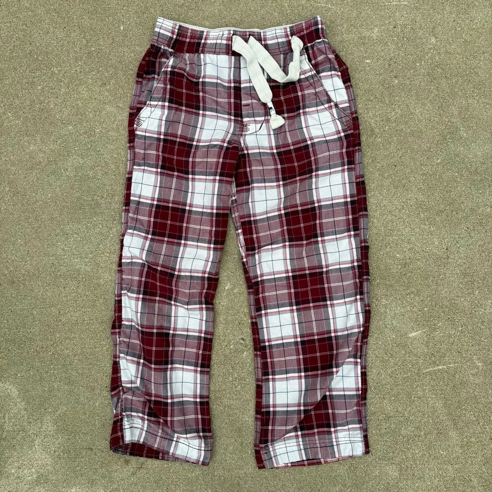 Abercrombie Plaid Pajama Pants Modern Boys Size Medium‎ Red White Blue Sleepwear